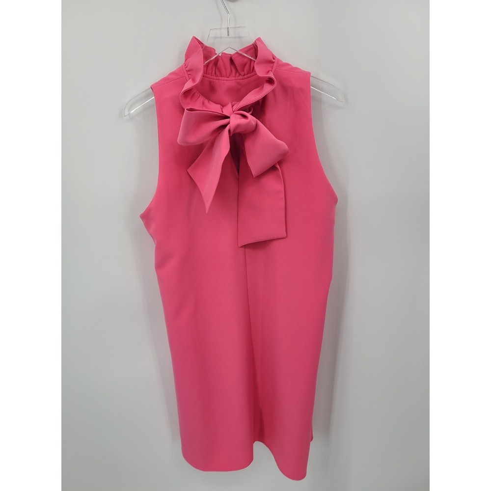 Tuckernuck XXL Hot Pink Blythe Ruffle Neck Bow Mini Dress Barbie Coquette - Picture 3 of 15
